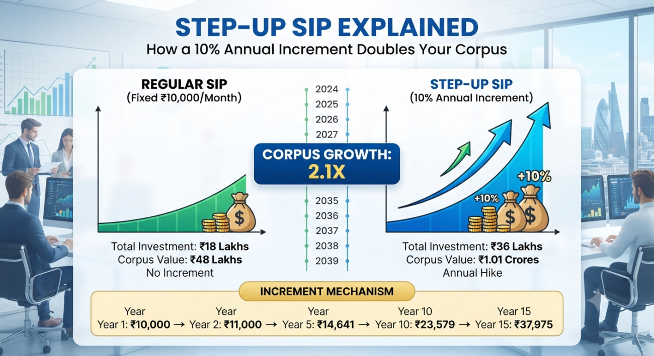 Step-Up SIP Explained: How a 10% Annual Increment Doubles Your Corpus